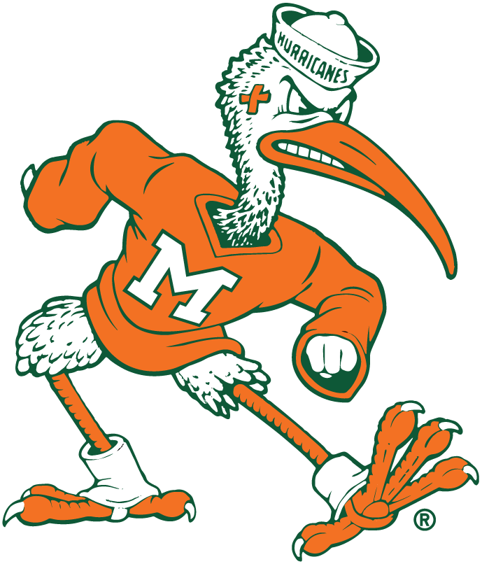 Miami Hurricanes 1964-1982 Mascot Logo v2 iron on transfers for T-shirts
